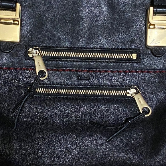 LIKE NEW CHLOE Angie Medium Black Lambskin Leather Shoulder Cross Body Tote Bag - Picture 8 of 16